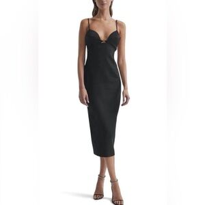 Elegant Reiss Rochelle Black Midi Dress